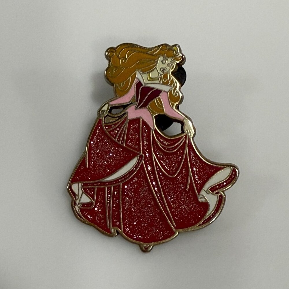 Disney 2008 Princess Glitter Pin Aurora Sleeping Beauty‎ Trading Pin Red Gown